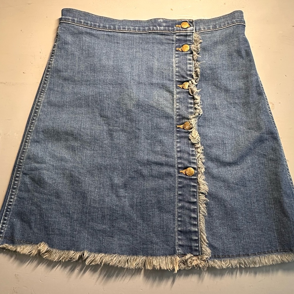 Draper James Blue Asymmetrical Mini Skirt Casual A-Line - Made in the USA!